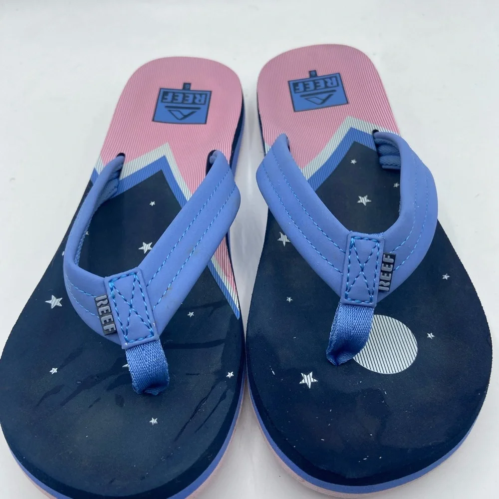 Reef Blue and Pink Flip Flops girls size 6